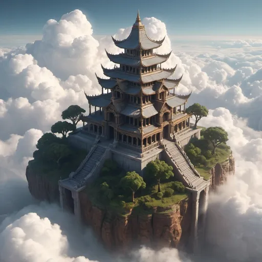 Prompt: an isometric temple in the clouds, by greg rutkowski and james gurney, trending on artstation, 4k, octane render, soft light, intricate detail
