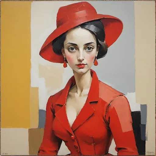 Prompt: "Lady in red? Painted in the style of ARSHILLE GORKY"