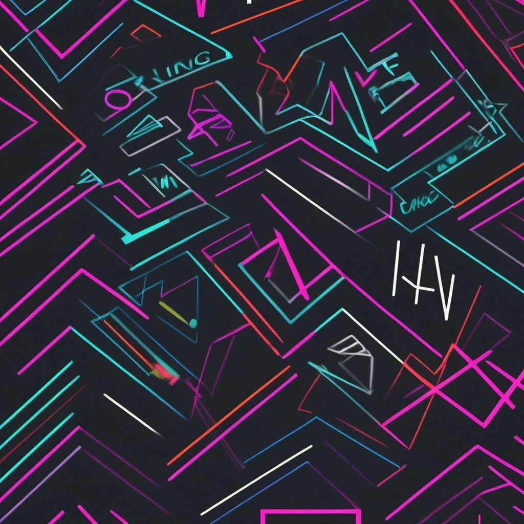 Prompt: Wallpaper in a Retro Geometric kinda way in black and some neon colour and some Words