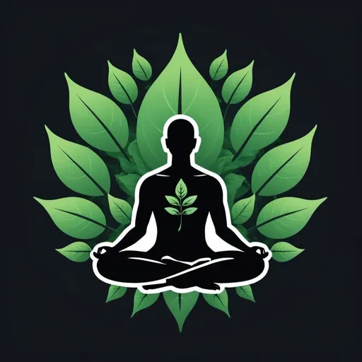 Prompt: A logo of a meditation man with leaves simply 