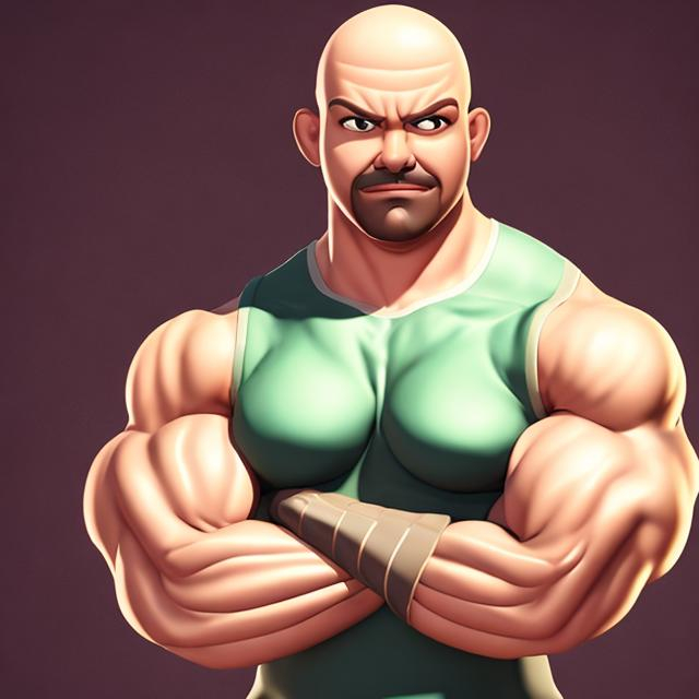 Prompt: Male new super hero, bald, strong and muscular