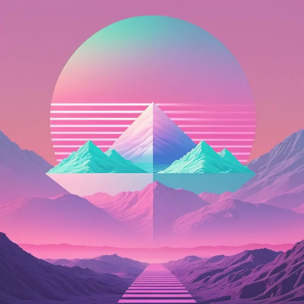 Prompt: dreamscape, vaporwave, pastel colors, geometric, landscape