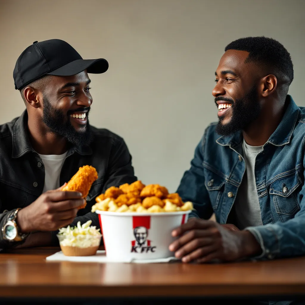 Prompt: black men eating kfc
