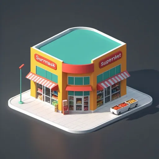 Prompt: Supermarket from the outside 
3d flat ui