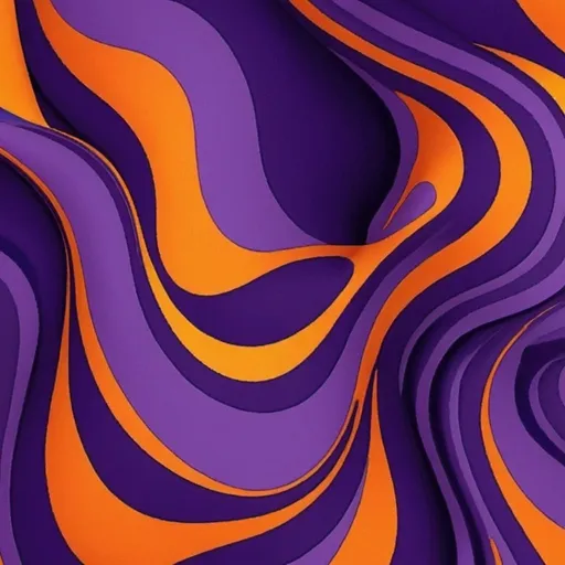 Prompt: I want to create an abstract blended print to use on a dress that will be a will enhance curves use the colors royal purple , orange make it more rich unique and classy and put it on a dress