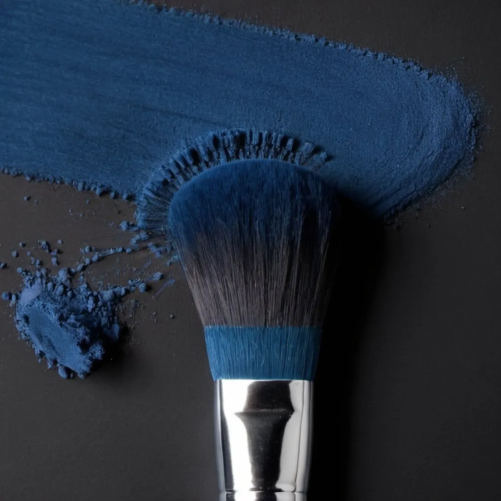 Prompt: blue powder brush dark