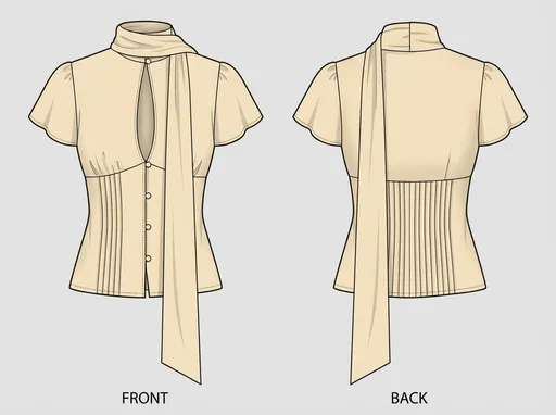 Prompt: Please create a mockup graphic design for this blouse front and back as similar as possible and same color and size as the picture.