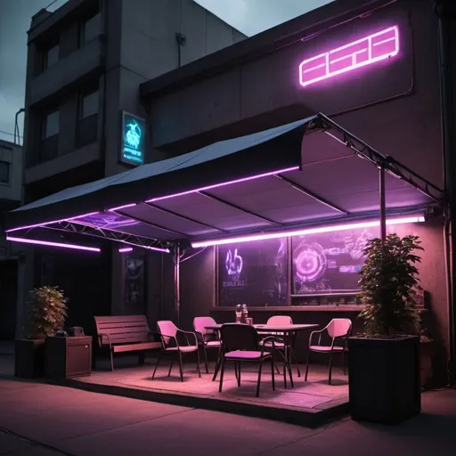 Prompt: cry a cyberpunk electronic cover awnings and tents leds

