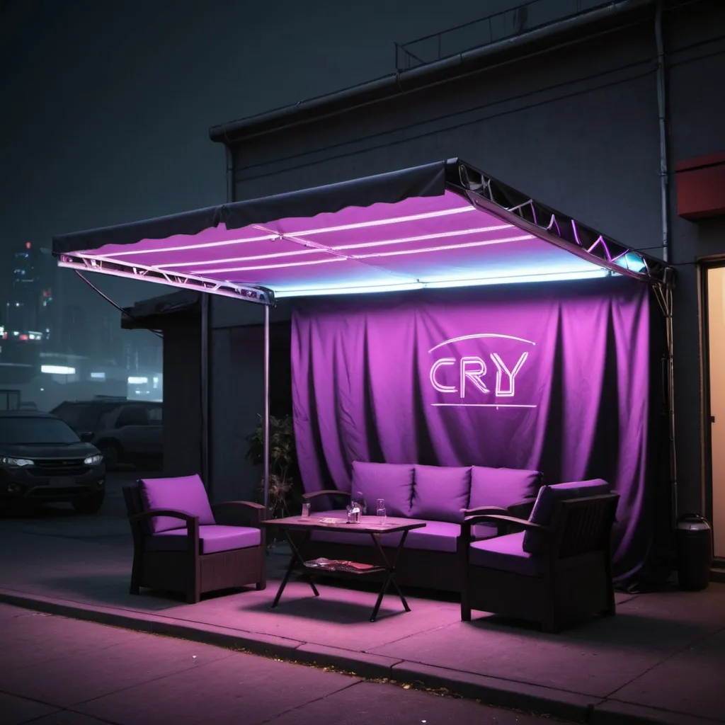 Prompt: cry a cyberpunk electronic cover awnings and tents leds

