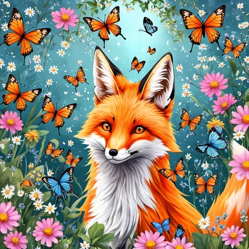 Prompt: fox and butterfly mix