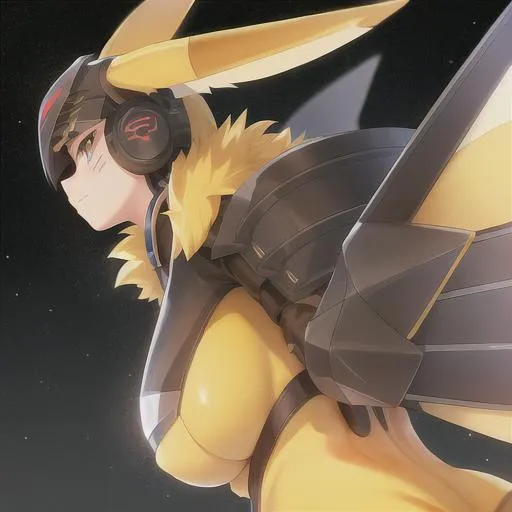 Prompt:  UHD, digimon, Renamon, armored body, face shield, metal armored wings