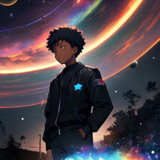 Prompt: a black boy from another universe