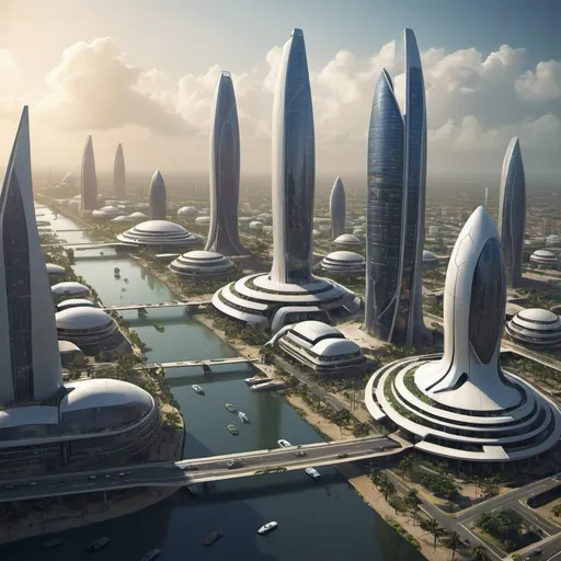 Prompt: futuristic Lagos city in Nigeria concept art
