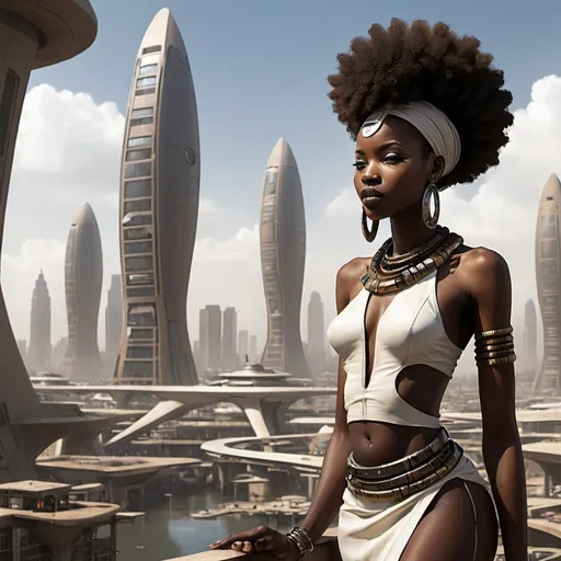 Prompt: afro-futuristic african city concept art


