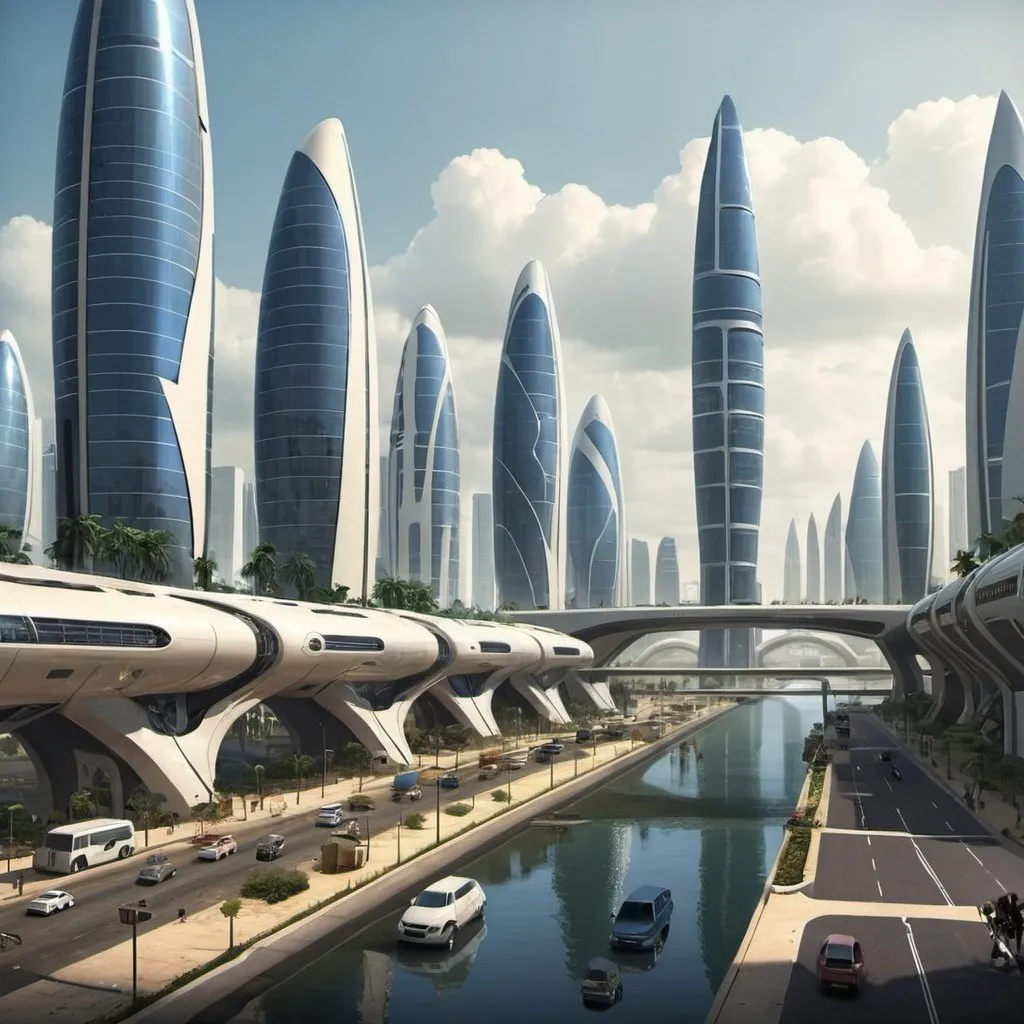 Prompt: futuristic Nigerian city in lagos concept art
