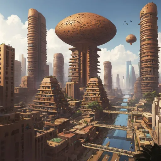 Prompt: afrocemtric city concept art


