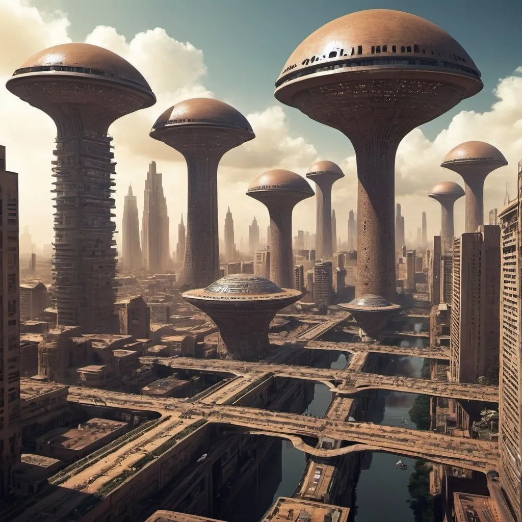 Prompt: surreal afro-futuristic african city concept art


