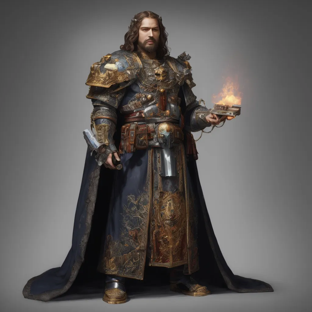 Prompt: A full body portrait of Jesus Christ as a warhammer 40k ministorum priest 