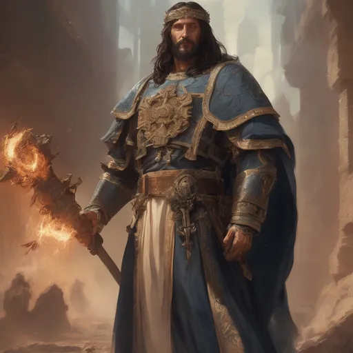 Prompt: A full body portrait of Jesus Christ as a warhammer 40k ministorum priest holding a chainsaw-like sword in both hands