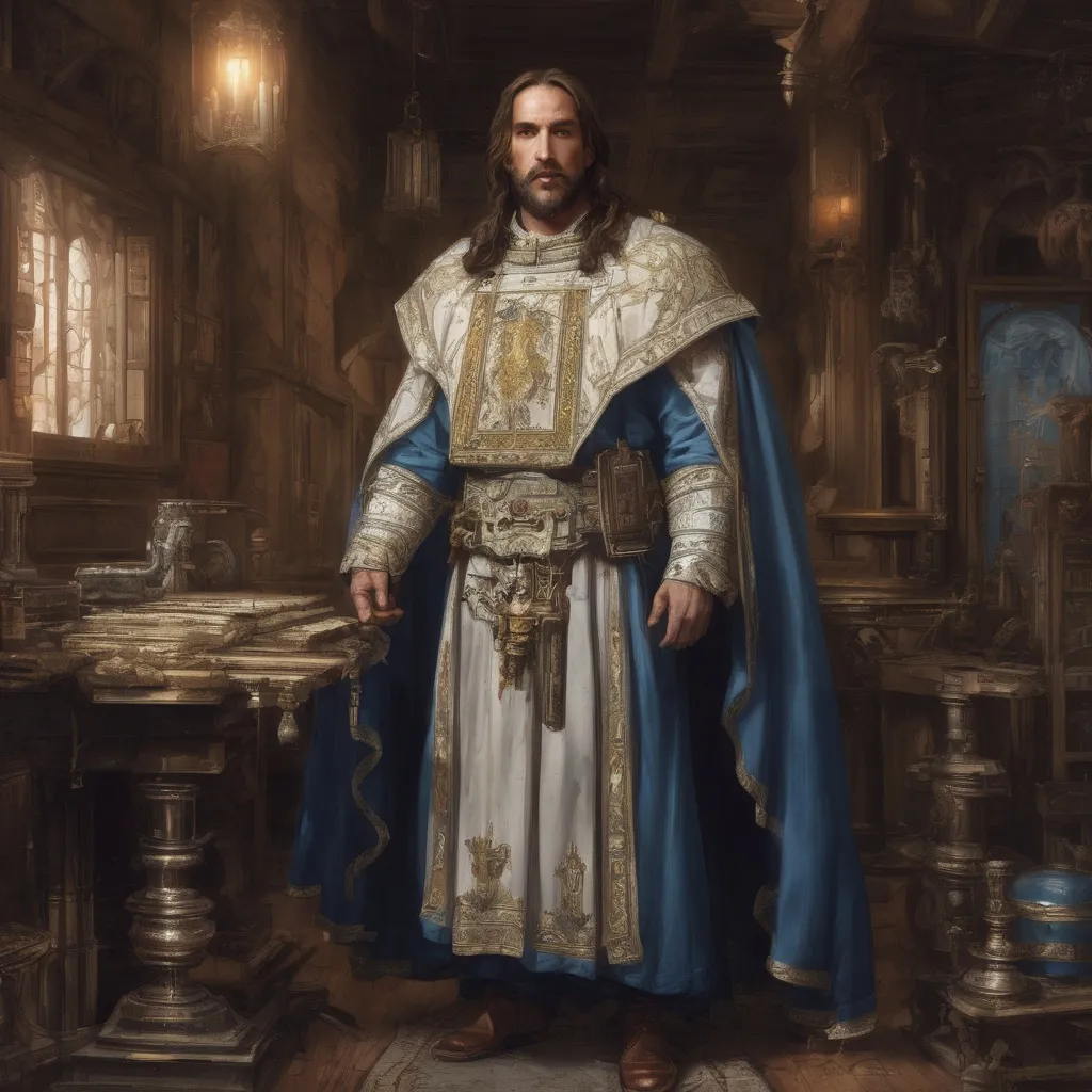 Prompt: A full body portrait of Jesus Christ as a warhammer 40k ministorum priest 