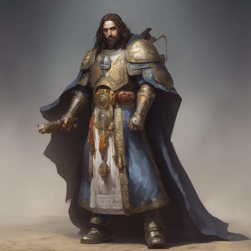 Prompt: A full body portrait of Jesus Christ as a warhammer 40k ministorum priest 