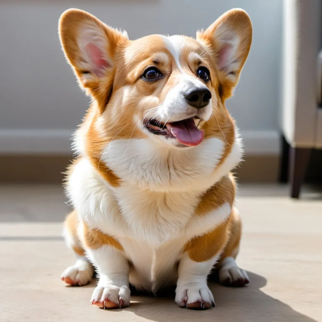 Prompt: A corgi kneeling with his paws folded  saying his prayers