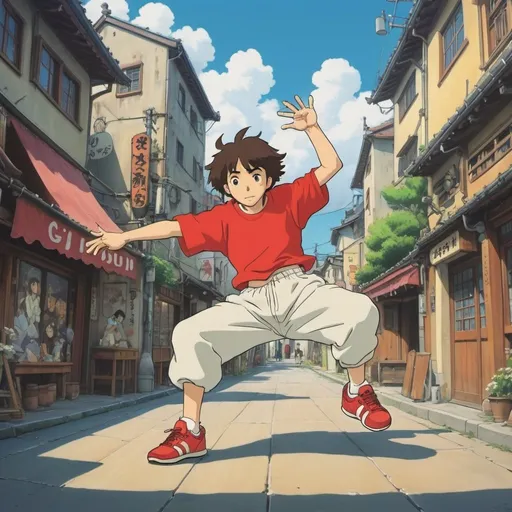 Prompt: ghibli, anime, breakdance