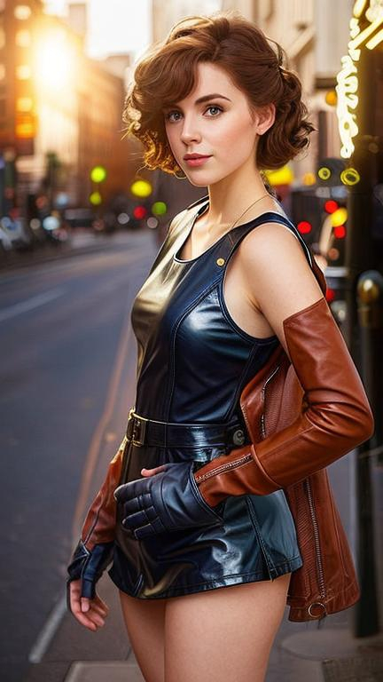 Prompt: Irish girl in leather dress