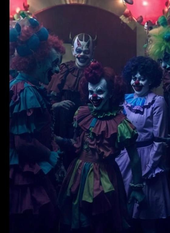 Prompt: Evil clowns having a wedding