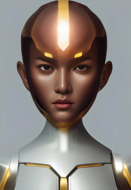 Prompt: Portrait of the most advanced female humanoid robot, intricate, headshot, highly detailed, artstation, concept art, sharp focus, cinematic lighting, illustration, art by artgerm;
,  ygalax, art crumb
