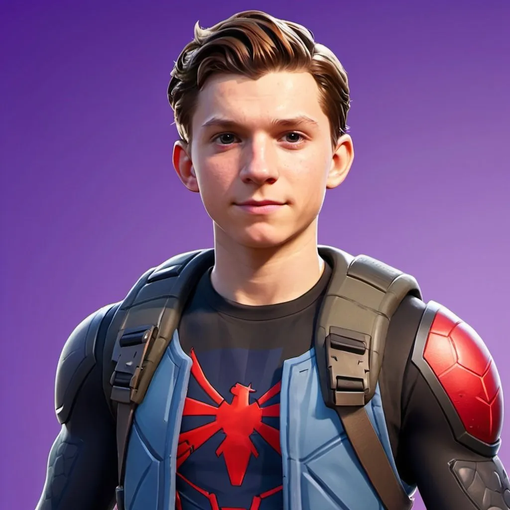 Prompt: Tom Holland as a Fortnite character in battle 