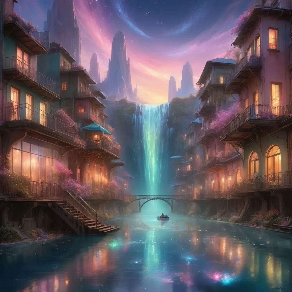 Prompt: A enormous colorful town in space with futuristic cars, train and planes that flying and peoples, waterfalls with crystal clear waters, the earth
Dreamy pastel portrait, wizard, ethereal atmosphere, soft focus