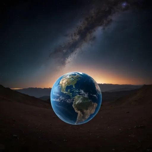 Prompt: Photo of Earth filling most of the frame stunning background filled with stars.