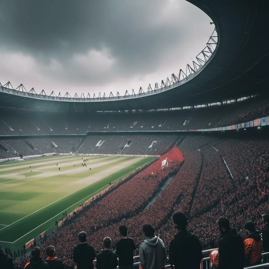 Prompt: انشئ لي صورة في ملعب مع الجمهور يسمون ب Ultras li7wak xouf fih 