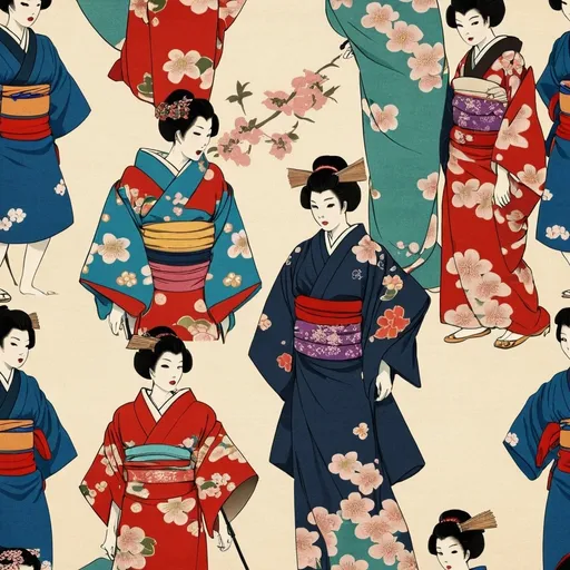 Prompt: Japanese Kimono Print