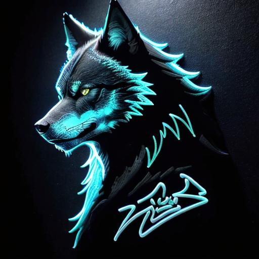 Prompt: The HDMI-connected 3D image is truly top-notch, exuding remarkable realism and intricate details, and boasting deep, intense black hues. It appears to be a sheet of paper displayed on the wall. Picture a detailed, long-haired wolf silhouette with intricate blue and neon patterns.The picture is created using computer software to produce a 3D representation, not captured through traditional photography.
