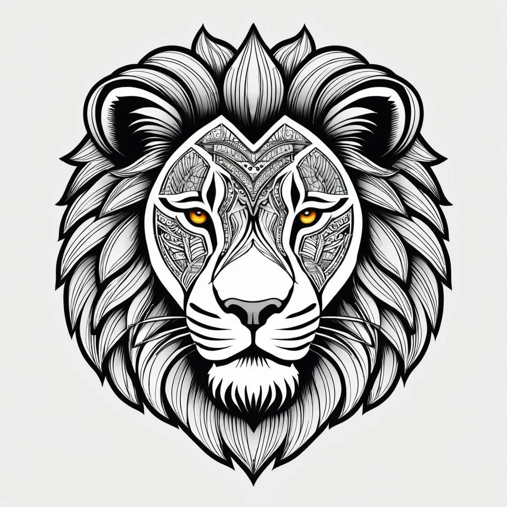Premium Vector | Tribal lion head logo tattoo design stencil vector  illustration
