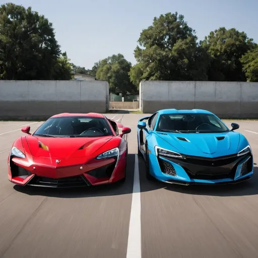 Prompt: A photo of 2 strong cars that showed who’s more powerful 
