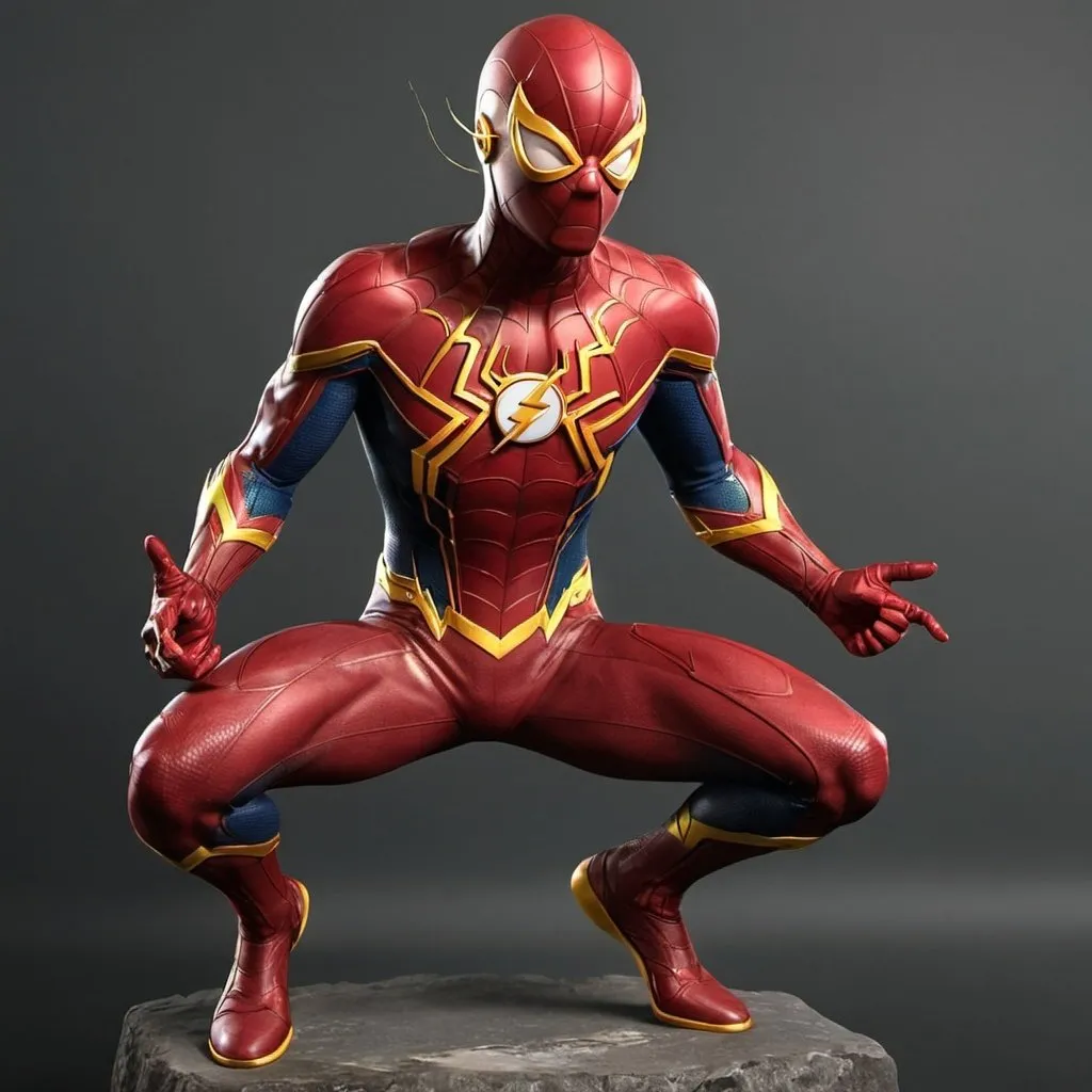 Prompt: Spider-Man and The Flash combined. Full body 