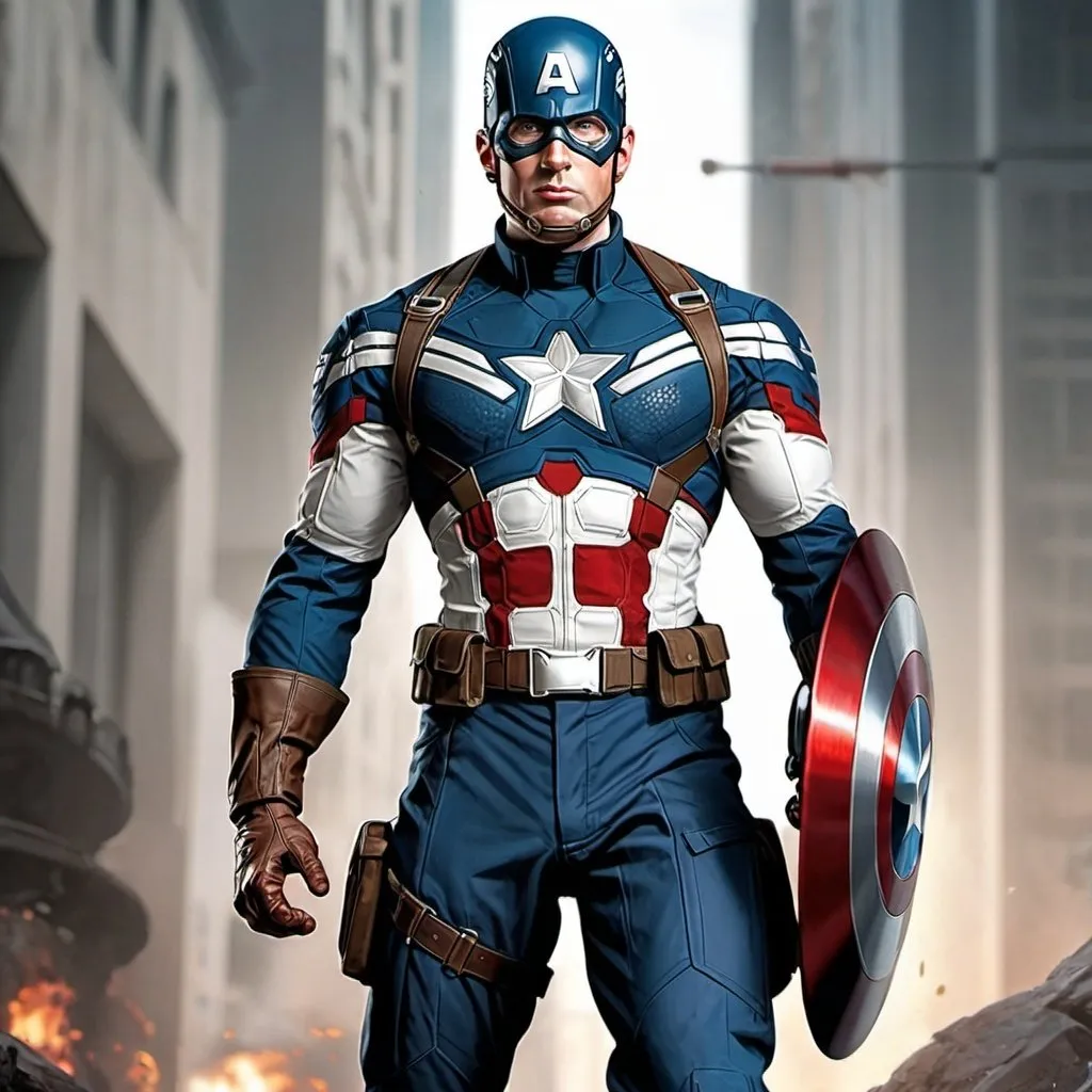 Prompt: Captain America in a suit that is different from the original something unique that still shows America themes 