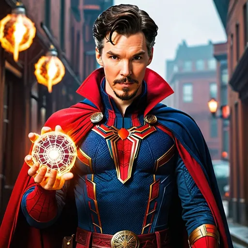 Prompt: A mix between Spider-Man and Doctor Strange 