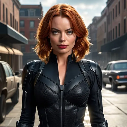Prompt: High-resolution hyperrealistic photo of Margot Robbie as Black Widow uhd, hdr, 64k, Full body.