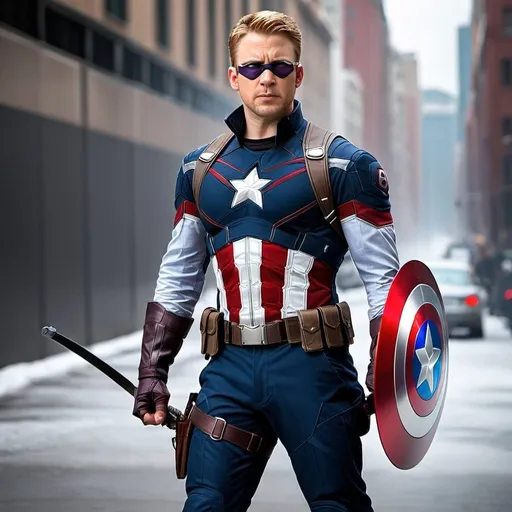 Prompt: A mix between Captain America and Hawkeye 