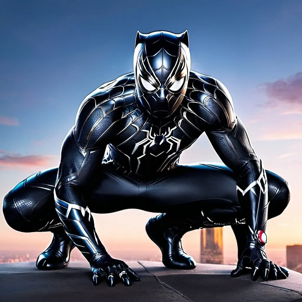 Prompt: A mix between Spider-Man and Black Panther