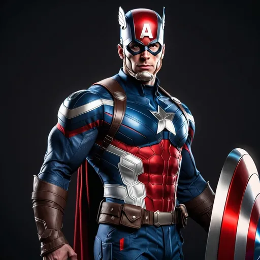 Prompt: A Mix between Captain America and the Thor combined. Full body. 