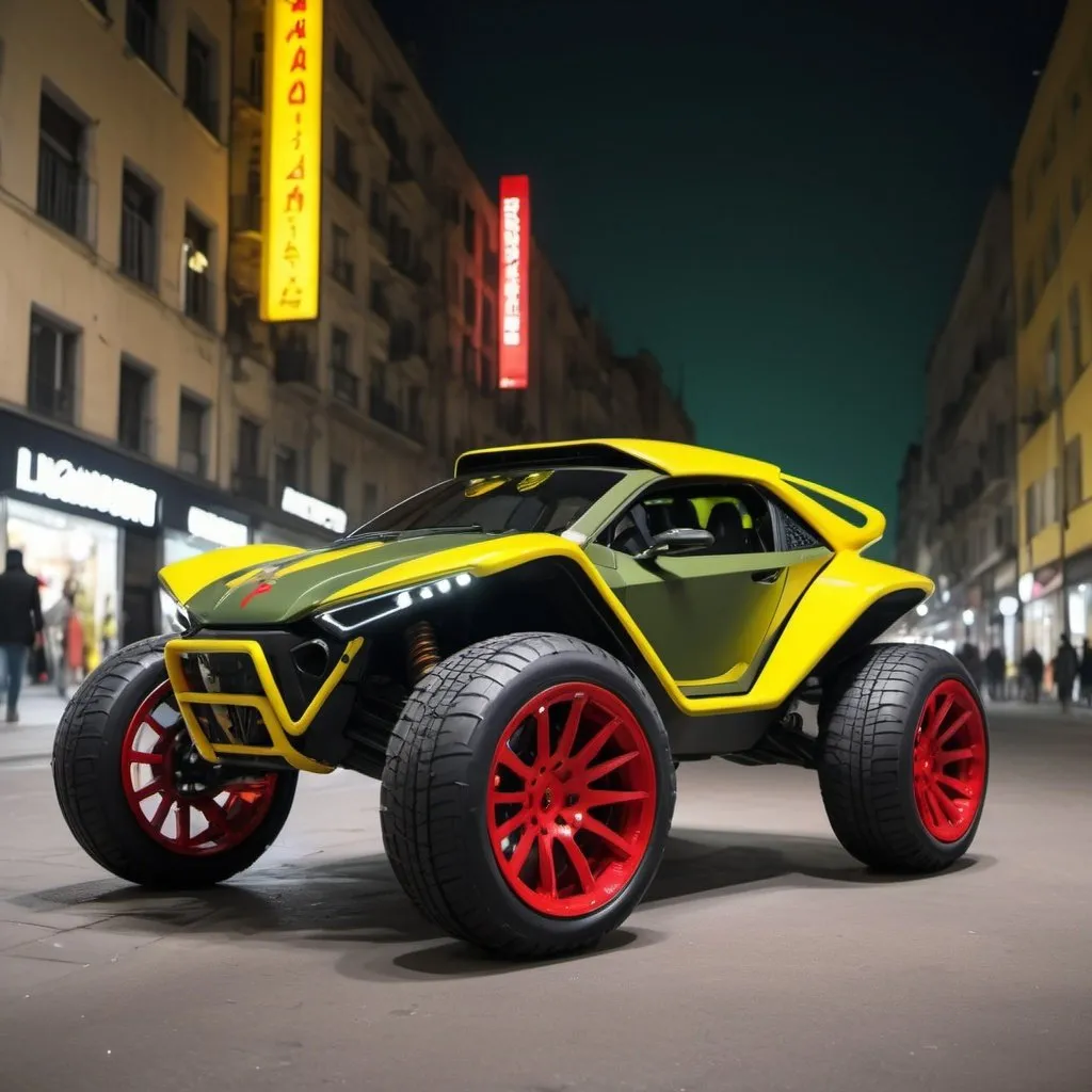 CAN buggy military green-yellow and red Carbon style