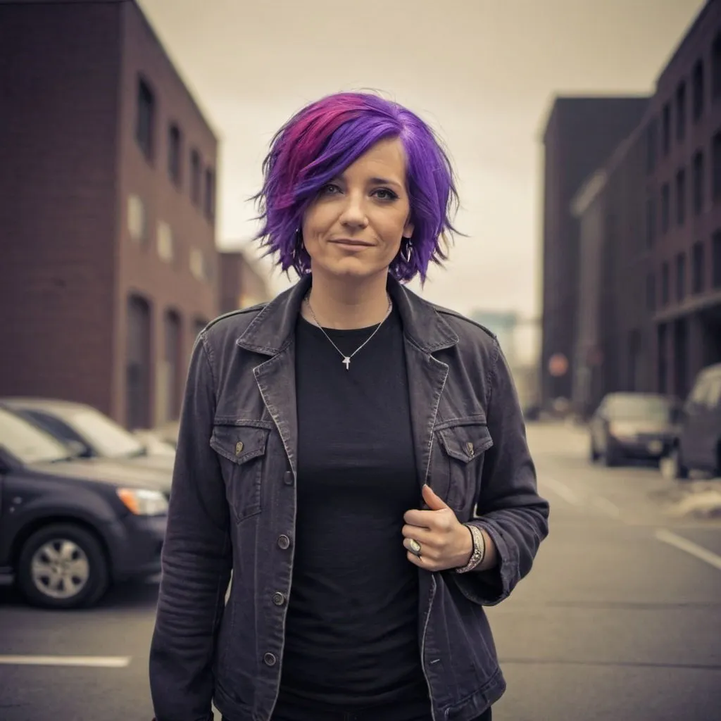 lesbian woman with purple hair survivor