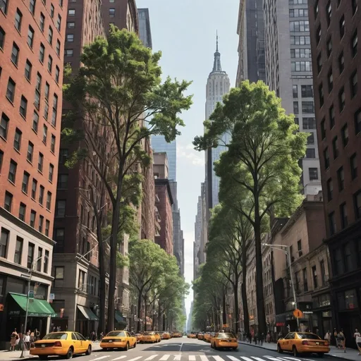 Prompt: tall trees in the middle of new york city hyper realistic

