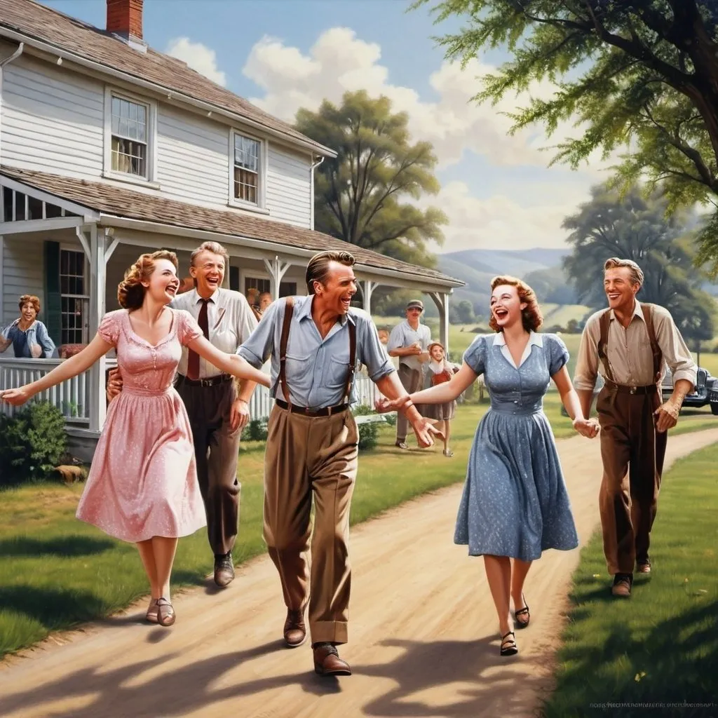 Prompt: its a wonderful life in the country, joyful people hyper realistic
