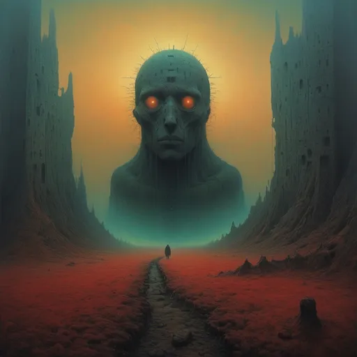 Prompt: An incredibly strange world in style of Beksinski